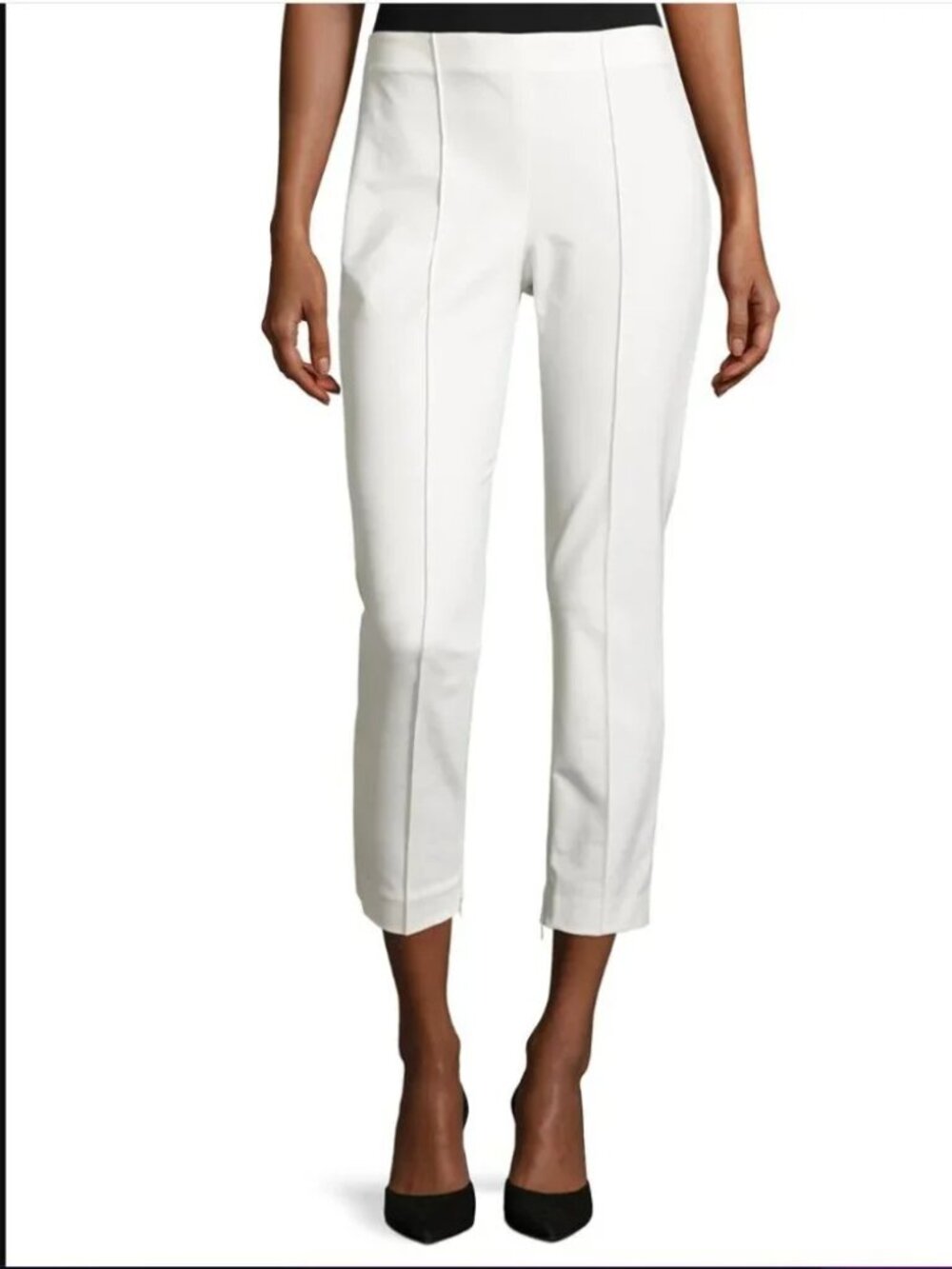 Theory Women's Ivory Aletta Approach 2 Seam Front Ankle Cropped Pants Size 4